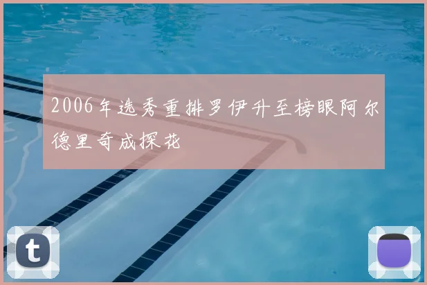 2006年选秀重排罗伊升至榜眼阿尔德里奇成探花